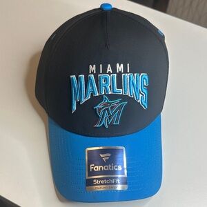 Fanatics Miami Marlins Two-Tone StretchFit Cap - Black & Bright Blue